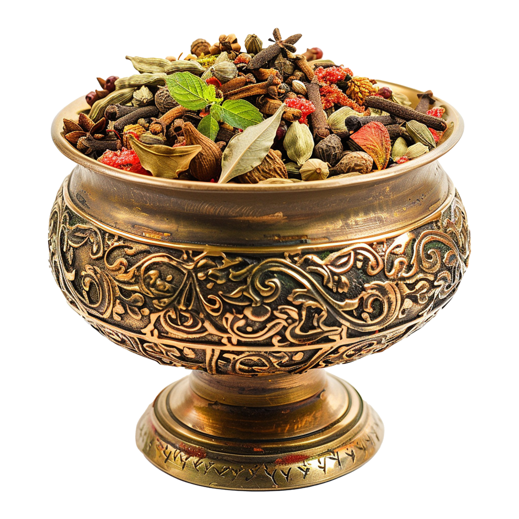 vecteezy brass urn of vibrant spices isolated on transparent background 47424168